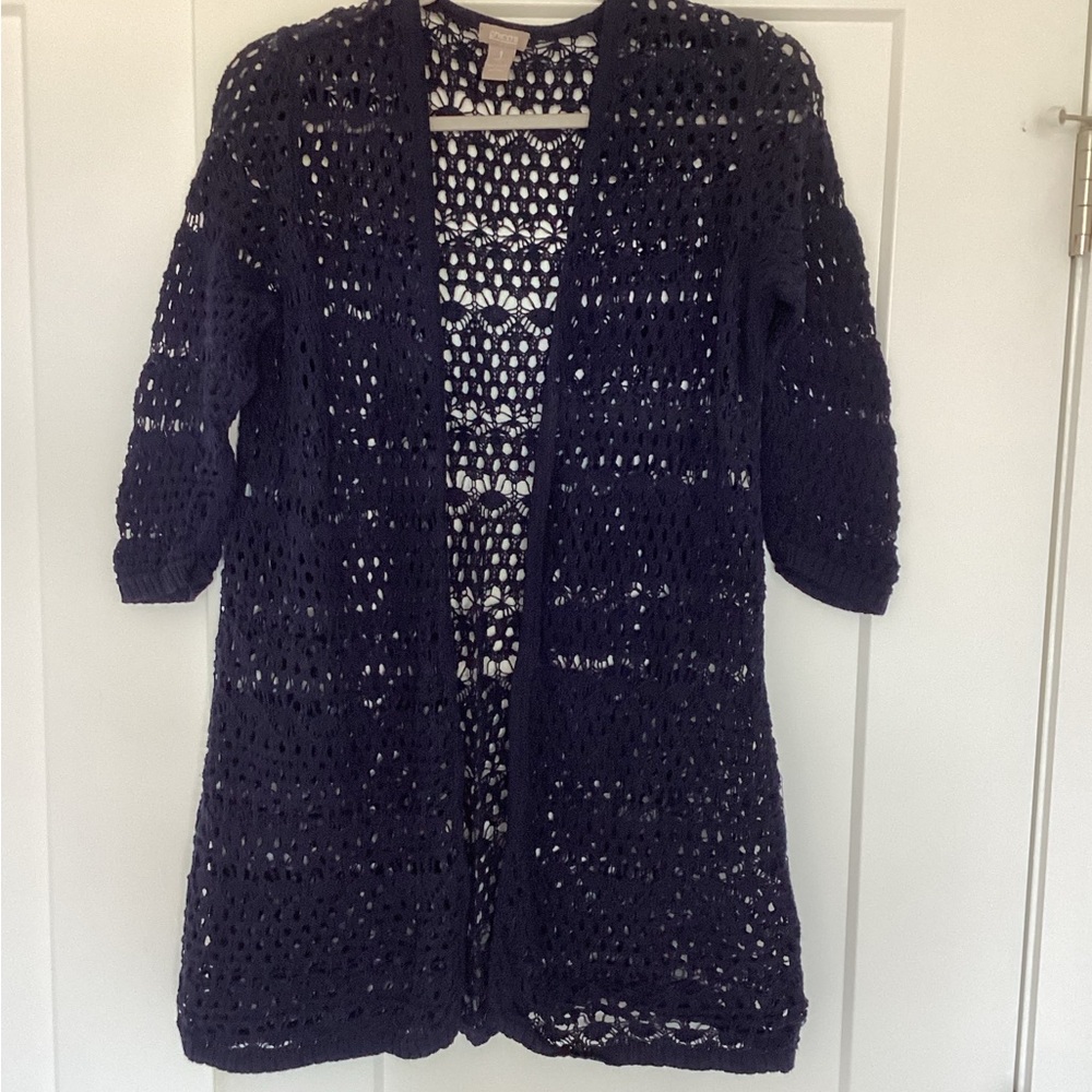 Chico's Blue Open-Front Cardigan Sweater